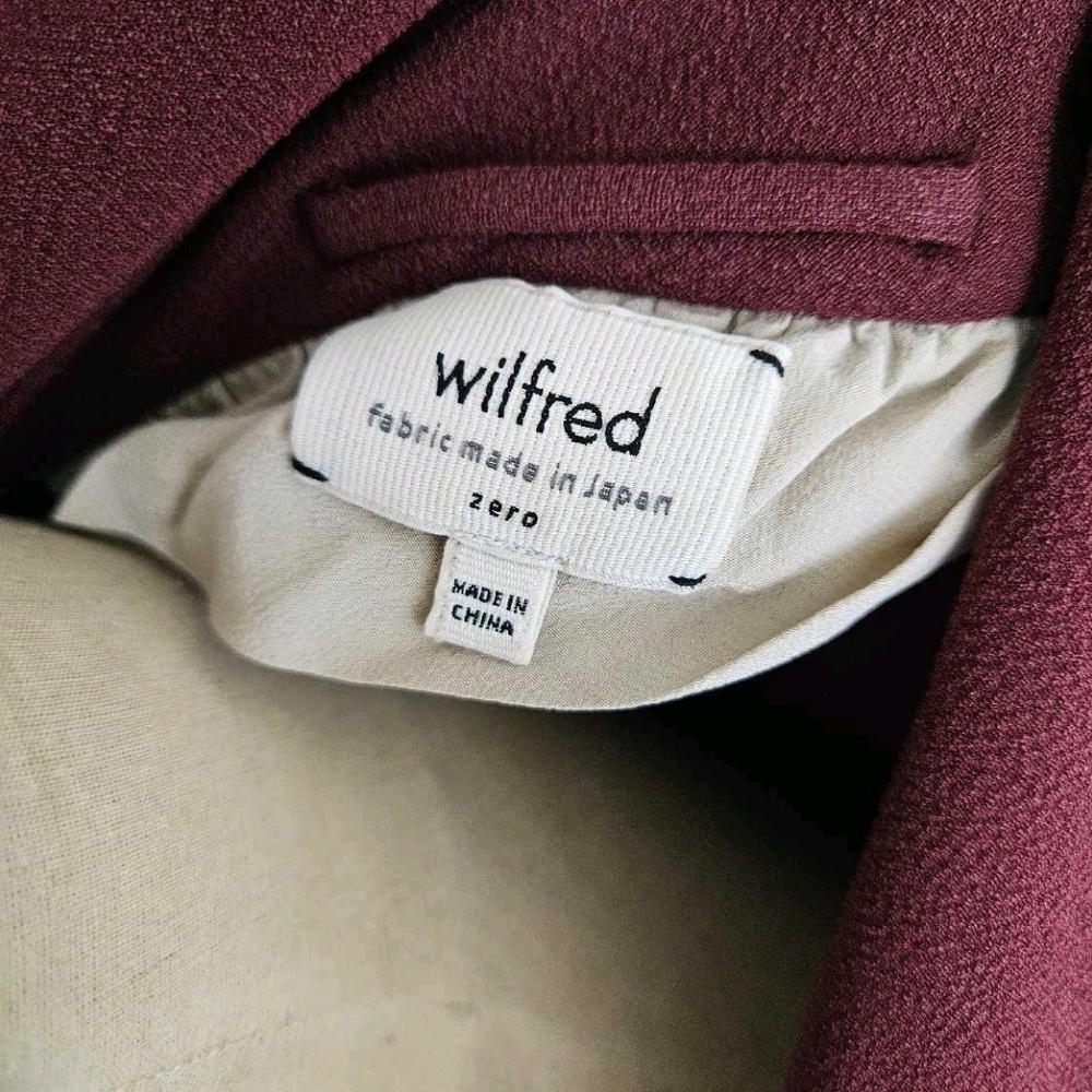 Aritzia Wilfred Chevalier Draped Crepe Blazer Red Open Front Work Office Jacket - Picture 3 of 3